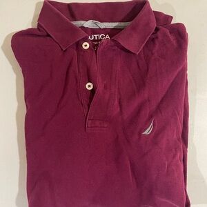 Nautica Men's Deep Red long sleeve Polo